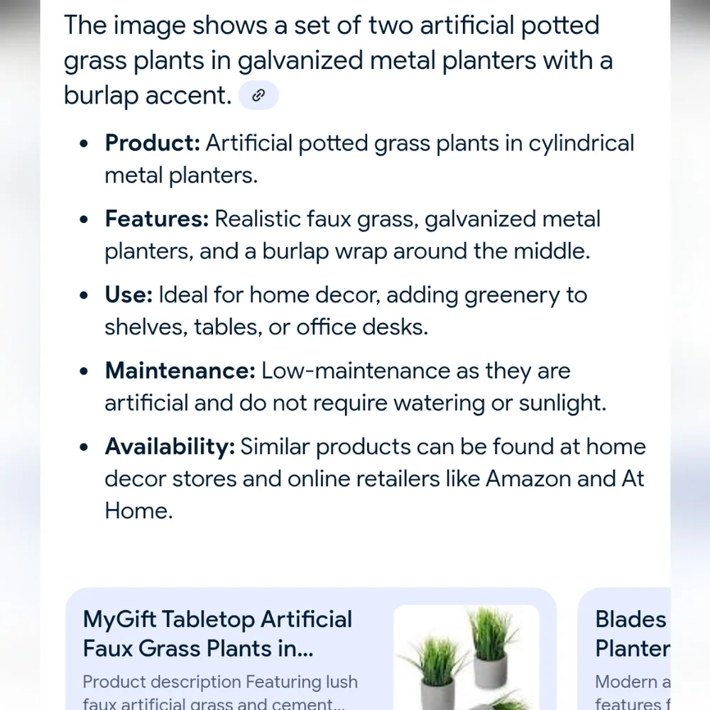 NEW! 2- Artificial Potted Grass Plants